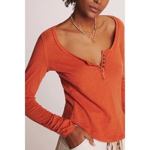 Anthropologie Pilcro Henley Coral Large
